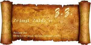 Zrinyi Zalán névjegykártya